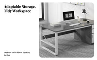 Writing Table with Side Cabinet Modern Design Computer Desk Space-Saving Easy Assembly for Bedroom