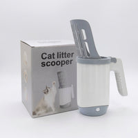 Waste Scooper with Built-in Waste Bin, Portable Waste Cleaner with Rectangular Sifter Holes, Multi-Functional Tool for Waste Tray
