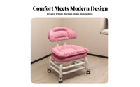 Upholstered Low Chair with Casters Rounded Corners Low Roller Seat for Playroom
