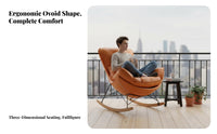 Upholstered Rocking Chair Nordic and Design Upholstered Eggshell Lounger Padded Seat Breathable Padding for Parents, Bedroom