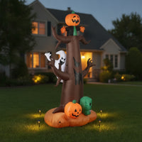 Inflatable Tree with Pumpkin Head Spooky Halloween Inflatable Tree Luminous Yard Decoration for Lawn