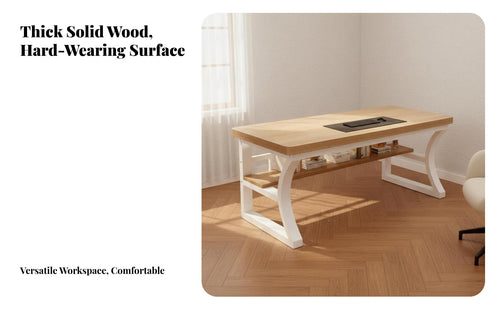 Spacious Desktop Solid Wood Computer Desk Sturdy Construction Computer Desk Versatile Use Easy Assembly for Students, Professionals, Gamers, Bedroom, Living Room, Small Areas