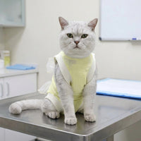 Cat Recovery Suit with Ties, Sleeveless Abdominal Surgery Pet Suit, Post Surgery Pet Clothing, Crew Neck Post-Operative Pet Clothing for Spay Neuter