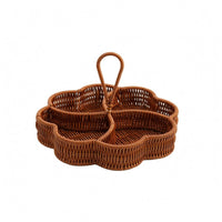 Four-Compartment Tray Decorative Rattan Storage Tray Easy to Organize