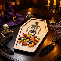 Halloween Wooden Carved Tray for Home Decor and Storage