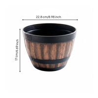 Rustic Garden Planter Lightweight Whiskey Barrel Planter Sturdy PP Material