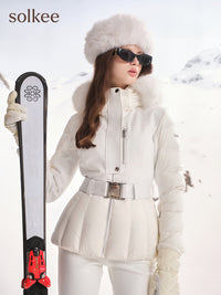 solkee花瓣羽绒滑雪外套 冬季滑雪羽绒服女防风防水保暖