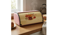 Retro Bread Box Bakery Print Hinged-Top Loaf Box Countertop