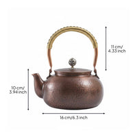 Hammered Copper Teapot Decorative Vintage Design Tea Kettle Long-Lasting