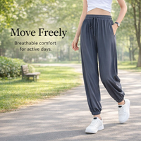 Women's Clothing Harem Pants Joggers with Tapered Ankle Cuffs, Ice Silk Polyester Material for Cooling Summer Gym Wear