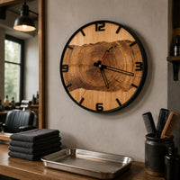 Wood Wall Timepiece Raised Numerals Round Wall Timepiece Black Frame