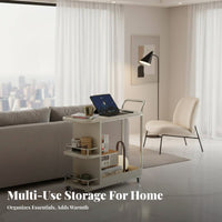 2-Tier Rolling Shelf Space-Saving Side Table Multi-Functional for Studio, Office