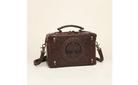 Satchel Bag with Top Handle Retro-Industrial Top Handle Handbag Structured Handbag with Shoulder Strap for Festivals, Cosplay, Streetwear