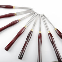 8-Piece Red Handle Wood Turning Chisel Set with Wooden Box