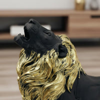 Resin Lion Ornament Business Gift Golden Lion Statue Creative Design for Office