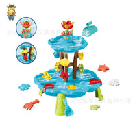 Children's Beach Table with Fishing and Outdoor Storage Briefcase, Water Play Basin Toy