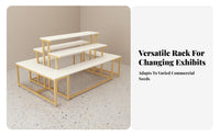 Versatile Multi-Tier Display Stand Space-Saving 3-Tier Display Stand Sturdy Stepped Retail Shelf Stable Structure for Small Business Owners, Merchandisers, Trade Shows, Exhibitions, Temporary Shops, Supermarkets