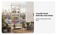 Adjustable Flower Stand 5 Tiered Plant Shelf Mobile with Wheels Sturdy Metal Construction Easy Assembly Suitable for Gardeners Balcony Living Room Sunroom