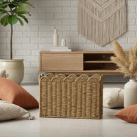Paper Rope Magazine Basket Decorative Woven Magazine Holder Space-Saving Paper Rope Book Basket for Office