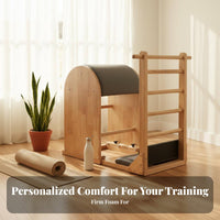 5 Pieces Solid Wood Frame Pilates Ladder Barrel Core Strengthening Exercise Ladder Barrel Set Sturdy and Long-Lasting Fitness Equipment Stable Structure for Home Gym Users, Postpartum Women, Stretching Studio
