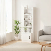 Storage Cabinet with Door Wooden Narrow Bookcase Floor-Standing Bedside Bookshelf for Kids, Bedroom, Small Areas, Living Room