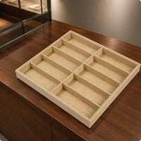10-Compartment Glasses Tray Velvet-Lined Cloth-Covered Eyeglasses Tray
