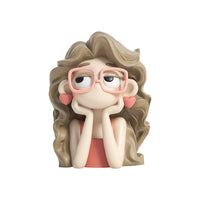 Glasses Girl Decorative Figurine for Desk, Nightstand, Office