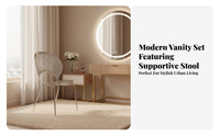Round plush Pouf Multifunctional Vanity Stool Comfortable Seating Elegant Design for Makeup Users, Women, Bedroom, Office, Dorm