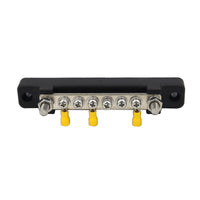 RV Marine 150A Busbar 6-Way Terminal Block with 6 Yellow Terminals, Straight Single Row with Transparent Cover