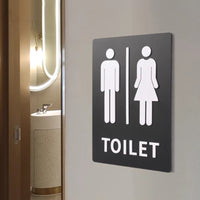 Wall-Mounted Restroom Plaque Slim Black Restroom Sign