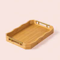 Bamboo Serving Tray with Metal Handle