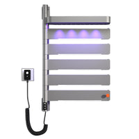 Gunmetal Gray Smart Electric Heated Towel Rack Rotatable Ultra-Narrow Bathroom Drying Rack No-Drilling Installation