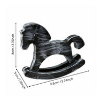 Wooden Rocking Horse Figurine Hand-Painted Finish for Desktop, Bedroom