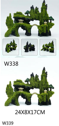 Aquarium Decoration Simulated Water Plants and Rockery Set
