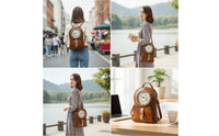 Clock Backpack Adjustable Backpack with Clock Face Structured Purse for Women, Teens