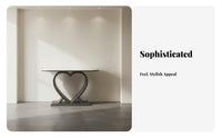 Light Luxury Aesthetic Heart-Shaped Console Minimalist Aesthetic Narrow Entryway Table Golden Frame Hallway Stand Space-Saving for Apartment Dwellers, Interior Decorators, Homeowners, Small Areas, Living Room, Bedroom