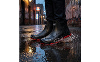 Red Trim Ankle Rain Boots Low-Cut Pull-on Rain Boots Slip-Resistant Footwear Molded