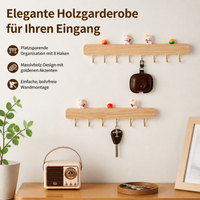 Key board for small apartments, decorative hallway key board with 8 hooks, space-saving key board without drilling for the entrance area