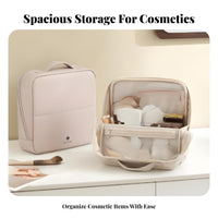 Wide Opening Portable Travel Makeup Bag Adjustable Dividers Large Capacity Makeup Bag Long-Lasting for Travelers, Daily Use, Vacation