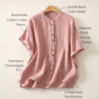 T Shirts for Women UK Linen Blend Blouses for Summer Beach Wear, Loose Fit Short Sleeve Casual Top, Plus Size Design