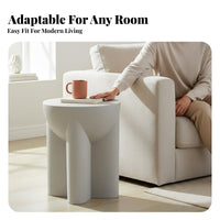 Sculptural Pedestal Stand Cream aesthetic End Table adaptable Use for Living Room