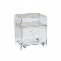 Transparent Look Clear Multi-Tier Table Modern Design Clear C-Shaped End Table with Magazine compartment Minimalist aesthetic Nightstand Easy to Clean for Apartment Dwellers, Homeowners, Students, Bedroom, Small Spaces, Living Room, Home Office