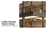 Strong Load-Bearing Illuminated Bar Display Shelf Sturdy and Long-Lasting LED Bar Shelf Large Capacity LED Light Hanging Cabinet Easy Installation for Restaurant Owners, Interior Designers, Homeowners, Dining Room, Basement, Kitchen