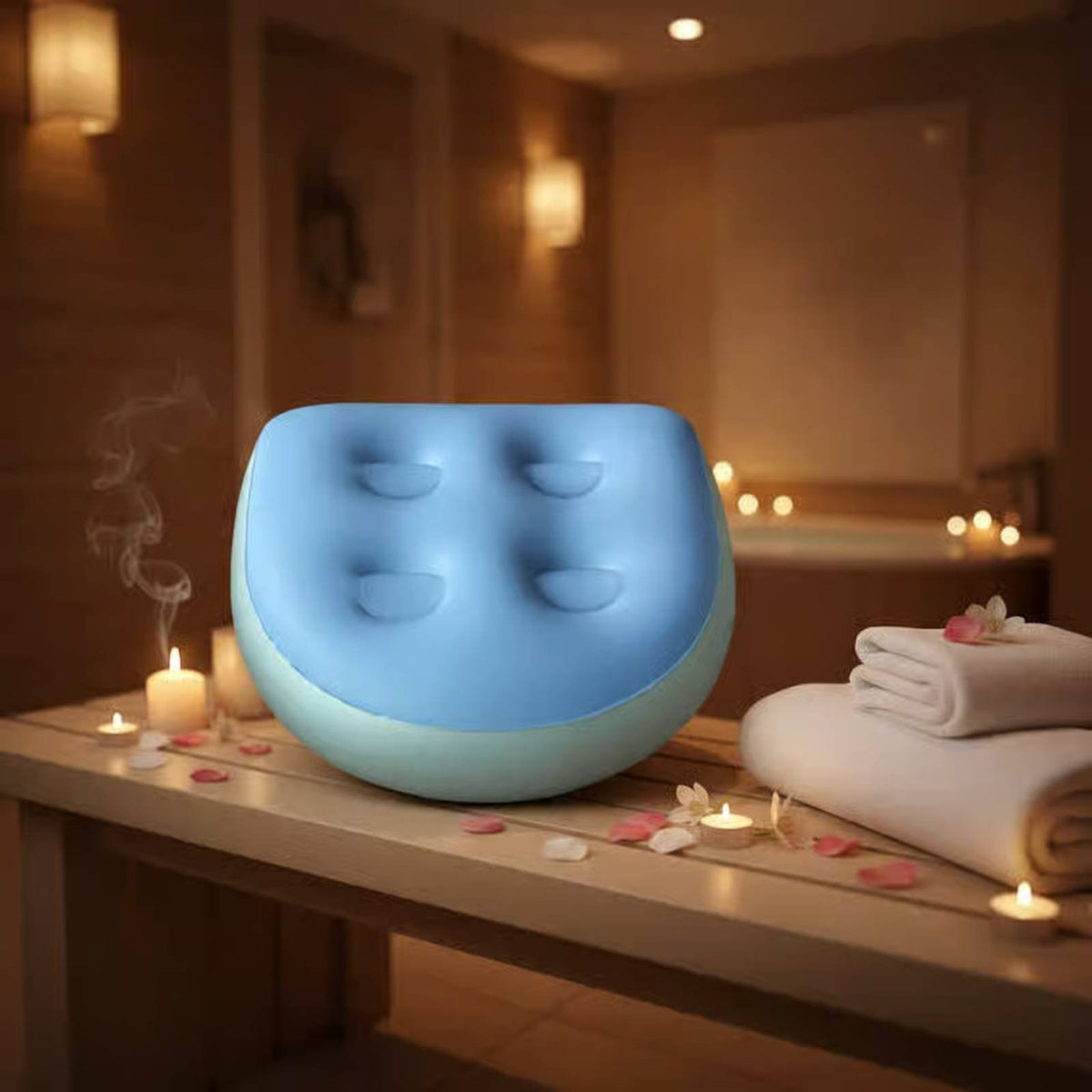 Inflatable Bath Seat with Suction Cups Massage Surface Spa Booster Seat Waterproof Booster Pad for Elderly