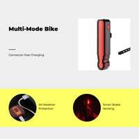 Brake-sensing bike light, USB, waterproof