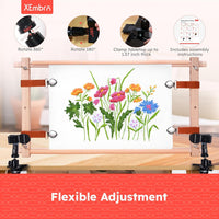 Rotating Wooden Cross Stitch Frame - Adjustable Large Embroidery Hoop Stand for Needlepoint and Sewing