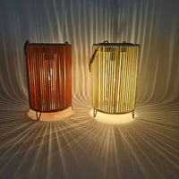 Waterproof Solar Rattan Garden Lamp Vintage Design Solar Wicker Floor Lamp Weather Resistant Rattan Lantern Light LED Lighting for Camping