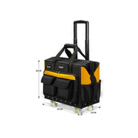 Rolling Tool Case Telescoping Handle Wheeled Toolbox Bag Zipper Closure