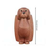 Wood Puppy Pen Holder Floppy Ears Wood Desk Ornament Polished Finish