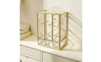 Gold-Toned Jewelry Organizer with Hanging Rods 3-Compartment Jewelry Organizer with Drawers Decorative Transparent for Dresser